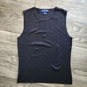 Vintage Ann Taylor Silk Black Sleeveless Knit Top Size Medium